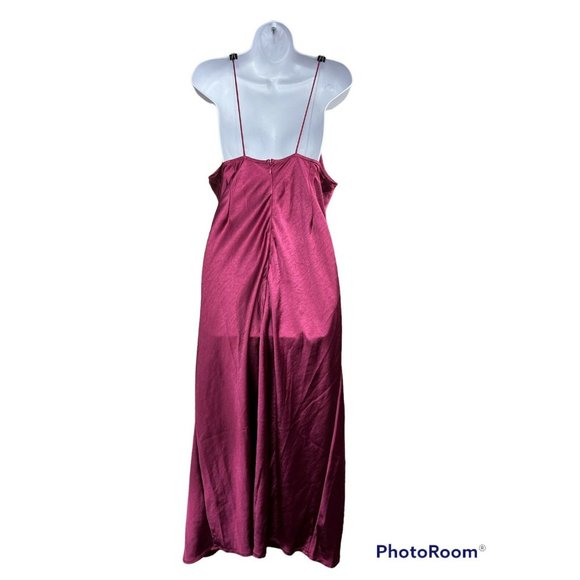 Bridesmaid Lioness Slip Dress 10 XL Magenta Cowl Neck Long Front Slit Sexy Maxi - Picture 7 of 11